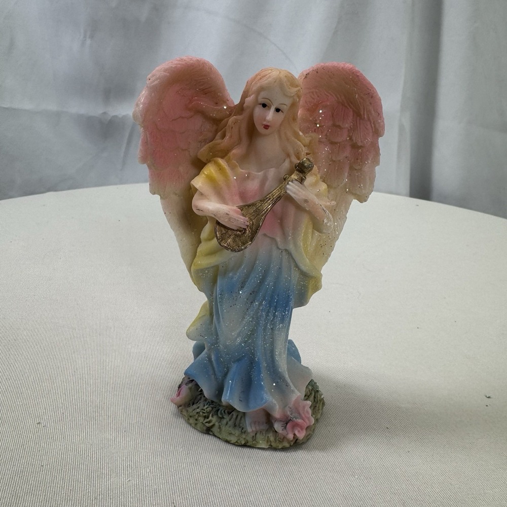 Colorful Resin Angel/Cherub Figurine 5"
